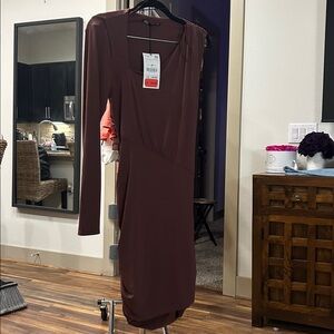 Zara Long Sleeve Brown Dress